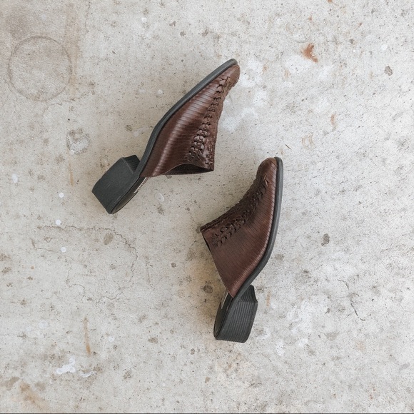 Vintage Shoes - Vintage Leather Heeled Mules